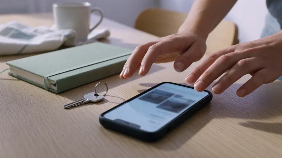 Hands pausing before entering credentials on a phone