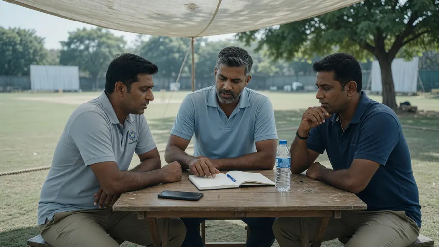 Friends reviewing referral conditions after practice