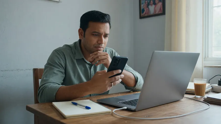 Tracking referral status on a phone at a desk